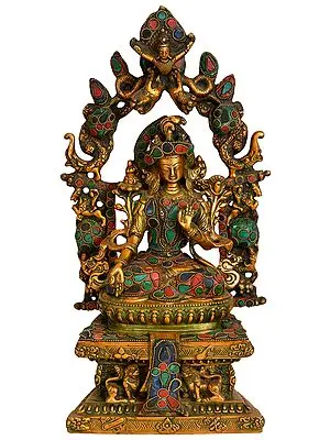 Goddess Tara Seated on Six-Ornament Throne of Enlightenment -Tibetan Buddhist Deity