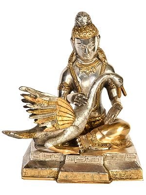 9" Tibetan Buddhist Deity Siddhartha Nursing the Wounded Swan (Kindness Personified) In Brass | Handmade | Made In India