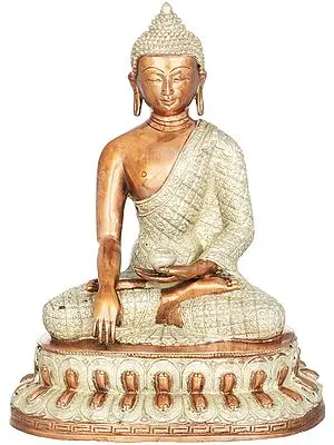 10" Tibetan Buddhist Deity Buddha in Earth Witness Gesture In Brass | Handmade | Made In India