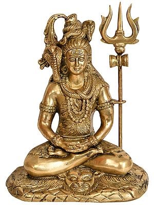 10" Lord Shiva in Dhyan In Brass | Handmade | Made In India