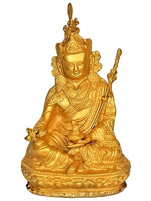 6" Guru Padmasambhava Sculpture in Brass | Handmade Tibetan Buddhist Deity Idol | Made in India
