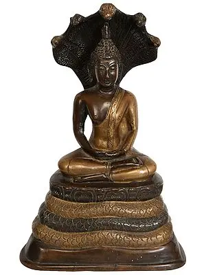 11" Muchalinda Buddha In Brass | Handmade | Made In India