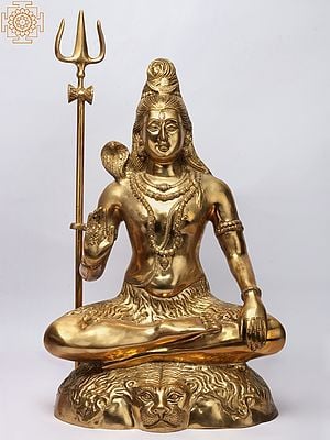 23" The Unwavering Contemplation Of Lord Adinath Shiva In Brass | Handmade | Made In India
