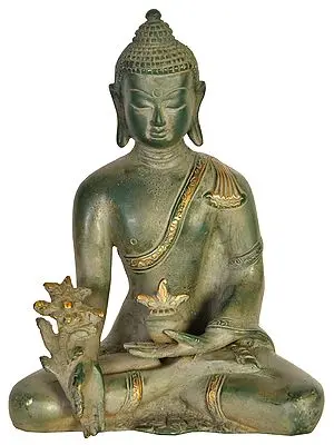 7" Tibetan Buddhist Deity Medicine Buddha | Brass | Handmade | Made In India