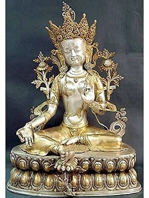 33" Large Size Tibetan Buddhist Goddess Green Tara In Brass | Handmade | Made In India