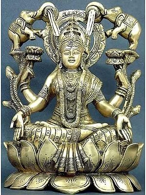 10" Gajalakshmi Brass Sculpture | Handmade | Made in India