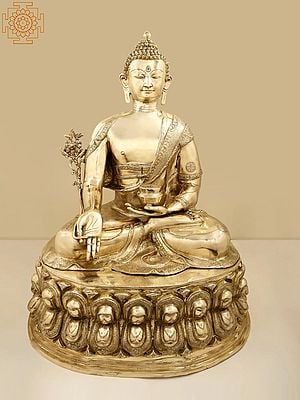 36" Brass Large Tibetan Buddhist Buddha In Brass | Handcrafted In India