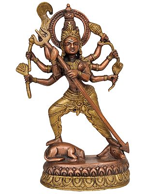 7" Goddess Durga Brass Statue | Handmade Brass Figurine | Made in India