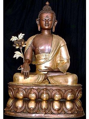 38" Tibetan Buddhist God Large Size Medicine Buddha In Brass | Handmade | Made In India