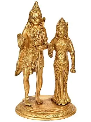 12" Standing Shiva and Parvati In Brass | Handmade | Made In India