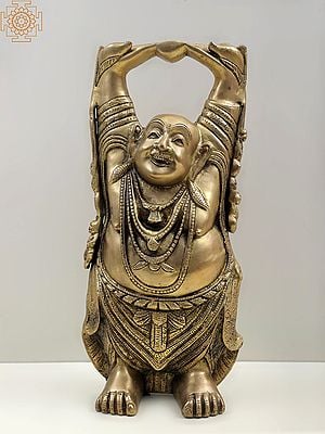 17" Laughing Buddha In Brass