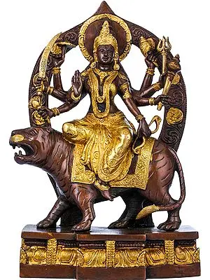 15" The Beauteous Simhavahini Devi Durga In Brass | Handmade | Made In India