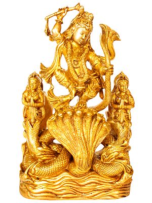 11" Subduing Kaliya In Brass | Handmade | Made In India