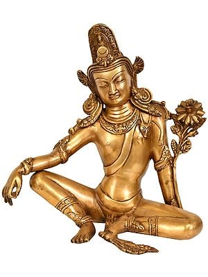 11" Tibetan Buddhist Deity Avalokiteshvara In Brass | Handmade | Made In India