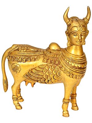 8" Kamadhenu - The Wish Fulfilling Cow In Brass | Handmade | Made In India