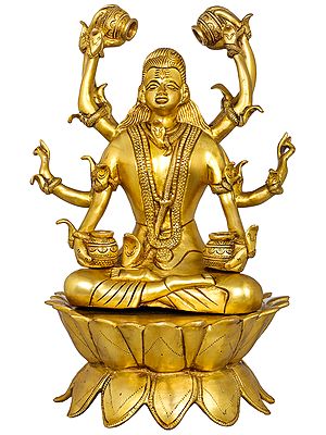 14" Ashtabhujadhari Lord Mahamrtyunjaya Brass Sculpture | Handmade | Made in India
