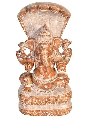 Ganesha with Five Hooded Serpent Canopy Atop