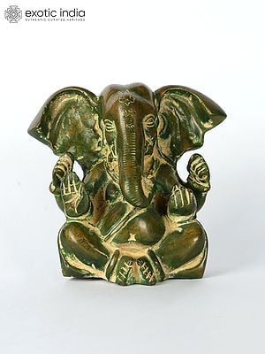 5" Lord Ganesha Idol Seated with Large Ears in Brass | Handmade | Made in India