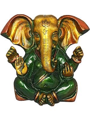 5" Seated Lord Ganesha with Large Ears In Brass | Handmade | Made In India