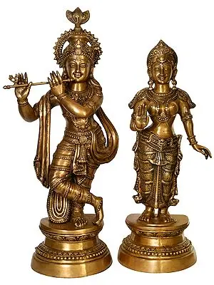 36" Radha Krishna In Brass | Handmade | Made In India