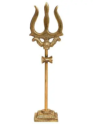 Small 7" Shiva's Trident / Trishul | Brass Statue | Handmade | Made In India