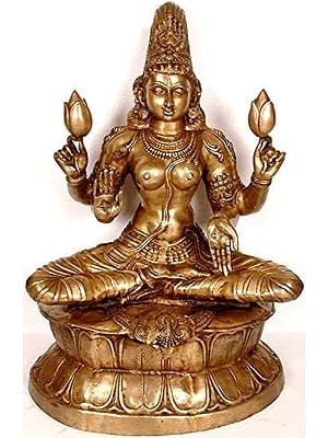 33" Large Size Padmahasta Lakshmi In Brass | Handmade | Made In India
