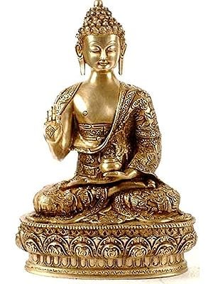 13" The Buddha Blesses In Brass | Handmade | Made In India