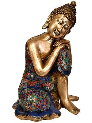 11" Thinking Buddha - Tibetan Buddhist In Brass | Handmade | Made In India