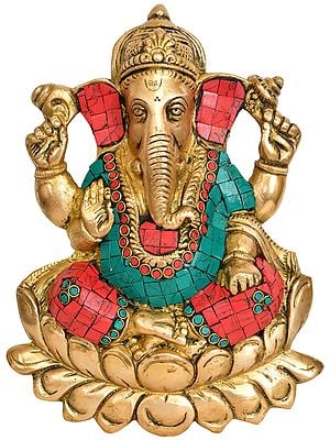 9" Kamalasana Ganesha Wall Hanging In Brass | Handmade | Made In India