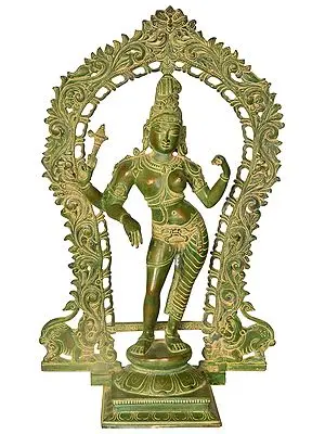 18" Ardhanarishvara with Prabhawali In Brass | Handmade | Made In India