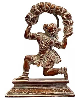 6" Hanuman Lifting the Sanjeevani Mountain In Brass | Handmade | Made In India