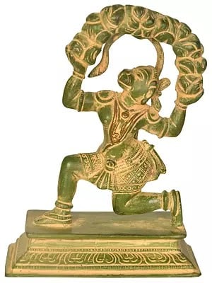 6" Hanuman Lifting the Sanjeevani Mountain In Brass | Handmade | Made In India