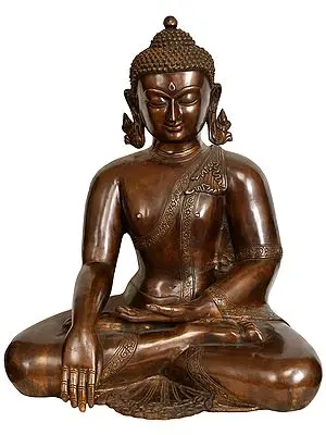 20" Lord Buddha in Earth Touching Gesture (Tibetan Buddhist) In Brass | Handmade | Made In India