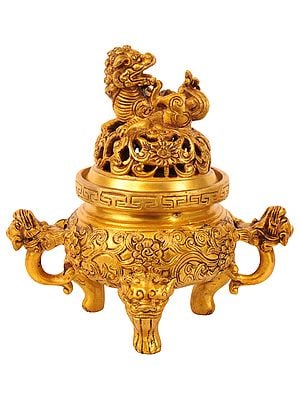 7" Dragon Incense Burner in Brass | Handmade | Made in India