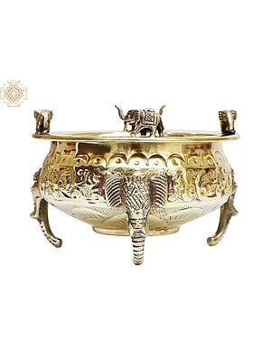 5" Elephant Brass Urli for Home Decoration