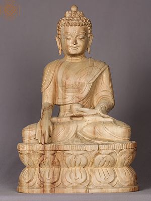 12" Wooden Lord Shakyamuni Buddha Idol