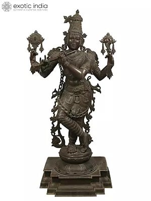72" Super Large Lord Vishnu as Venugopal Krishna | Bronze Sculpture
