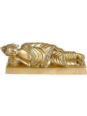 7" Mahaparinirvana Buddha In Brass | Handmade | Made In India