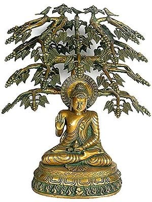 21" The Only Place Which Could Have Withstood the Great Impact of Buddha's Samadhi.... (Large Size) In Brass | Handmade | Made In India