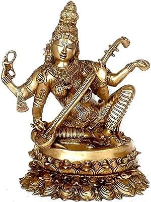 17" The Patron Deity of Arts In Brass | Handmade | Made In India