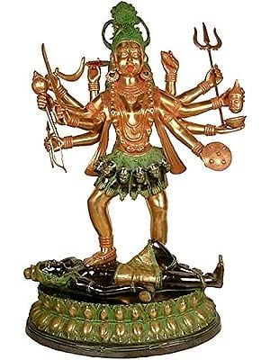 42" Large Size Goddess Kali In Brass | Handmade | Made In India