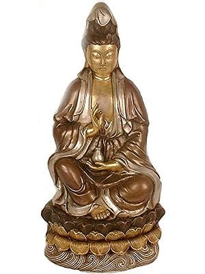 21" Kuan Yin - The Chinese Goddess of Compassion In Brass | Handmade | Made In India