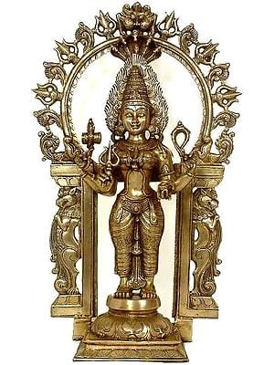 32" Large Size South Indian Goddess Mariamman In Brass | Handmade | Made In India