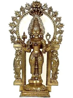 32" Large South Indian Goddess Mariamman in Brass | Handmade