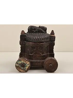 7" Wooden Spice Box with Wheel | Wooden Spice Box | Handmade Art | Made In India