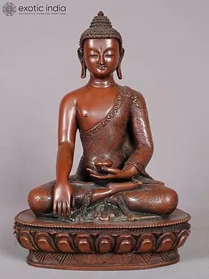 9" Shakyamuni Buddha Sculpture from Nepal | Lord Buddha Statue in Copper