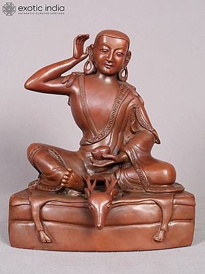 8" Guru Milarepa Copper Statue from Nepal