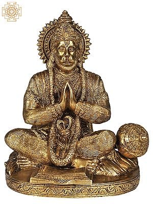 7" Shri Rama Bhakta Hanuman Ji In Brass | Handmade | Made In India