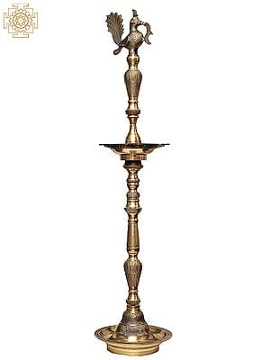 59" Large Size Mayur Lamp In Brass | Handmade | Made In India