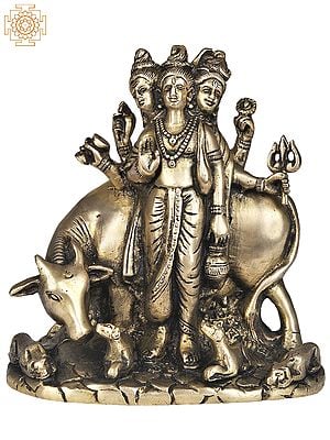 6" Lord Dattatreya In Brass | Handmade | Made In India